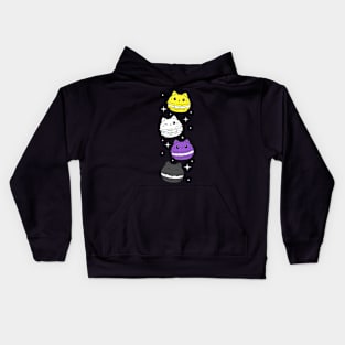 Non Binary Pride Flag Nonbinary Cat Enby Macaron Kids Hoodie